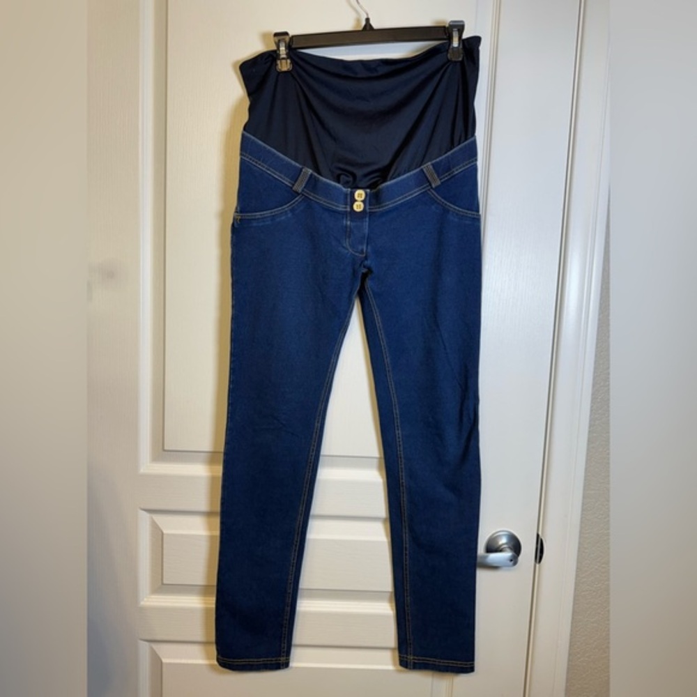 Freddy Maternity Full Panel Skinny WR.UP Blue Denim Jeans Size 8 EUC #2597